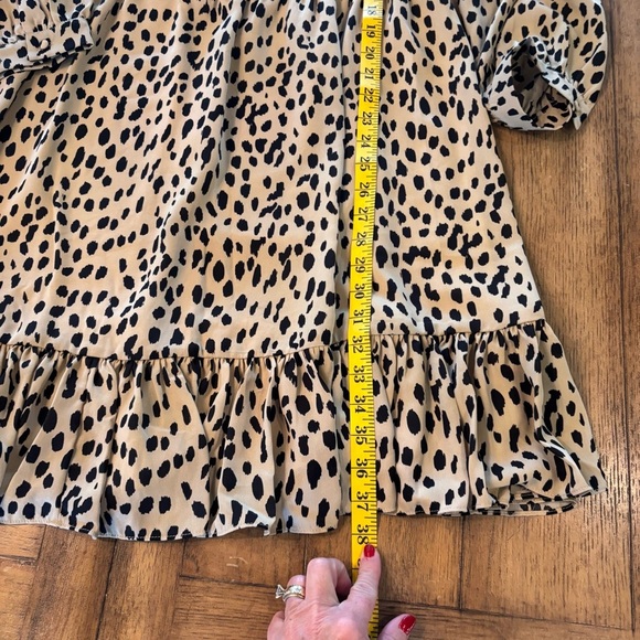 Vince Camuto Plus Size Animal Print Long Sleeve Split Neck Baby Doll Dress, 1X - Picture 7 of 14